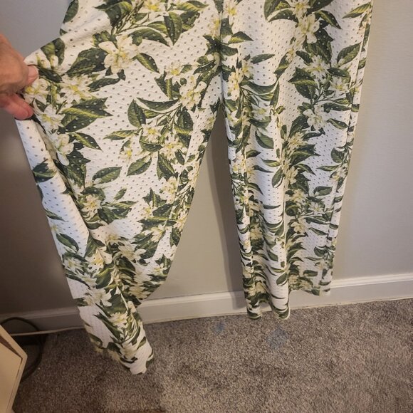 Betsey Johnson Women’s 14 White Green Floral Taylor Corset Jumpsuit Wide Leg - Picture 9 of 14